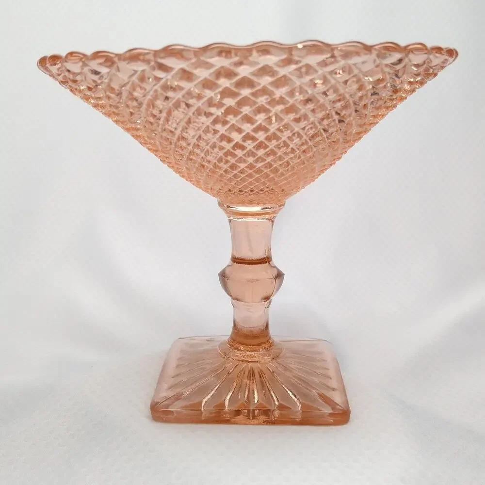 Anchor Hocking Pink Depression Glass Miss America Pedestal Candy Dish Vintage